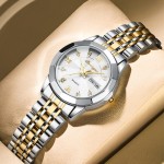 Waterproof women's watch, luminous automatic mechanical watch, with double calendar, trendy and luxurious watch.